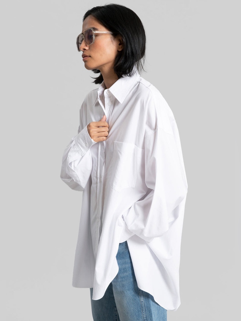 The Frankie Shop KAT SOFT OVERSIZED SHIRT - WHITE